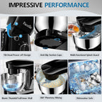 Facelle Stand Mixer, 10-Speed 6QT Kitchen Electric Mixer, Tilt-Head Food mixer with Beater, Dough Hook, Wire Whip and Egg Separator, scraper for Most Home Cooks - Black