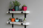 Urban Legacy Accent Shelves | Reclaimed Barn Plank | Set of 2 with Full Brackets (White Wash 30" x 4.5" x 2")