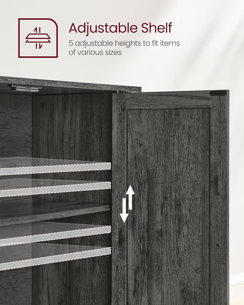 VASAGLE LIRY Collection - Storage Cabinet, Buffet Cabinet, Sideboard, Credenza, with Adjustable Shelves, for Living Room, Entryway, Antique Charcoal ULSC381T04