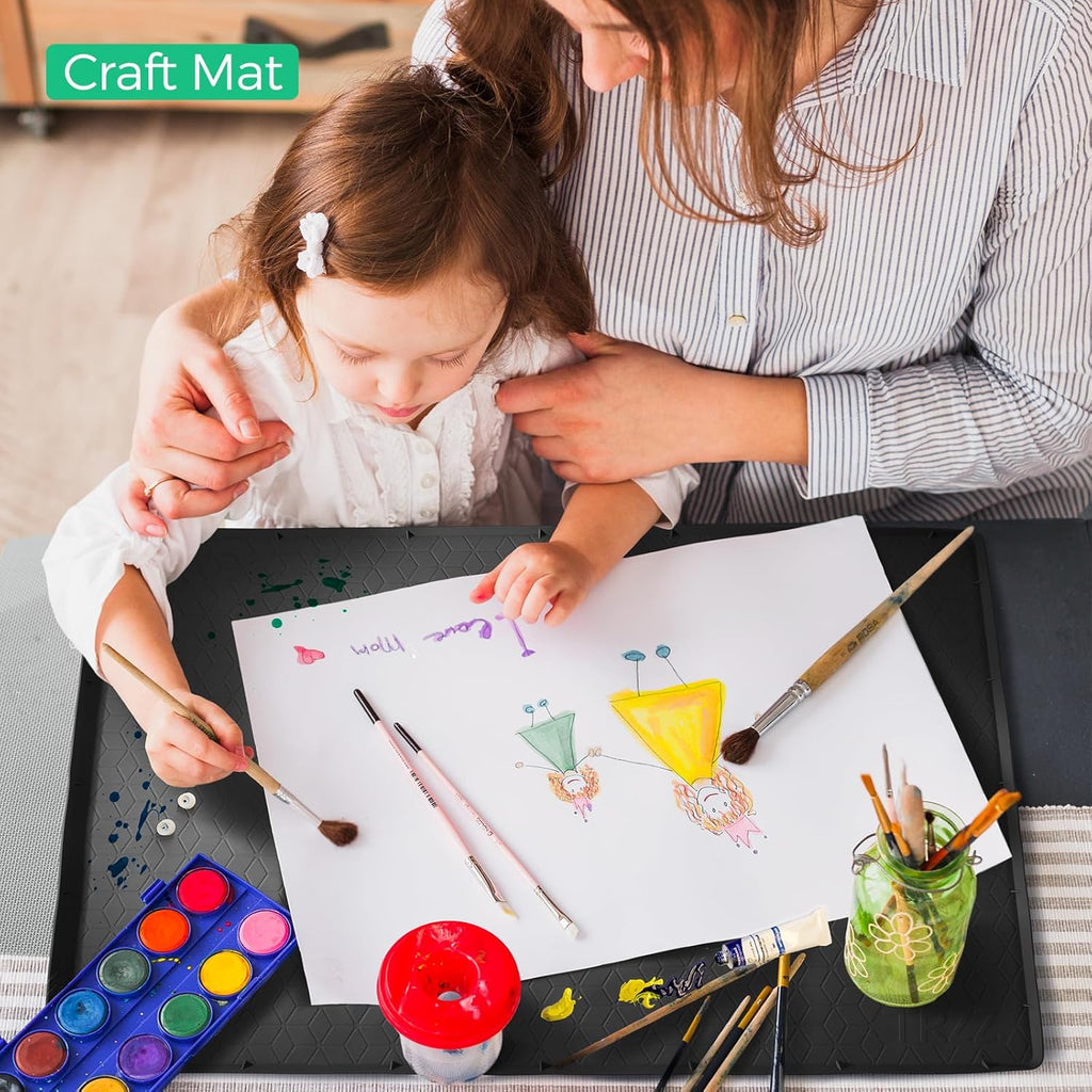 TRZZ Silicone Waterproof Under Sink Mat 28" x 19", Drip Tray and Cabinet Liner for Kitchen and Bathroom, Prevents Water Damage and Organizes Cabinets (Black)