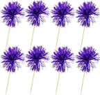 Ephlyn 30Pcs Foil Firework Cupcake Toppers Party Birthday Cake Toppers Supplies Sparkle Tinsel Cocktail Fruit Toothpick for Birthday Wedding Graduation Party Supplies Purple