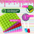 5 Pack Gummy Rings Candy Molds Silicone Round Mini Donut Mold with 2 Dropper,Non-Stick Food Grade Mold for Hard Candies, Chocolate, Ice Cube