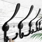 IBosins Wall Mounted Coat Rack, 31.4'' Long, Rustic Wood & Aluminum Coat Rack with 8 Black Tri-Hooks for Coat, Bag, Towel, Key, Hat, Umbrella