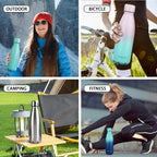 Insulated Water Bottle,12oz Stainless Steel Water Bottles with straw lid,Metal Sports Water Bottles for Boys,Girls,Double Wall Vacuum BPA-Free Flask for School, Sports & Travel (Sunset & Sea)