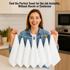 Premium Cotton Kitchen Towels Set of 7 – Ultra Absorbent & Soft Dish Towels with Color Hanging Loops – Quick Dry, Lint-Free Tea Towels for Cooking, Cleaning & Baking - 18"x28"