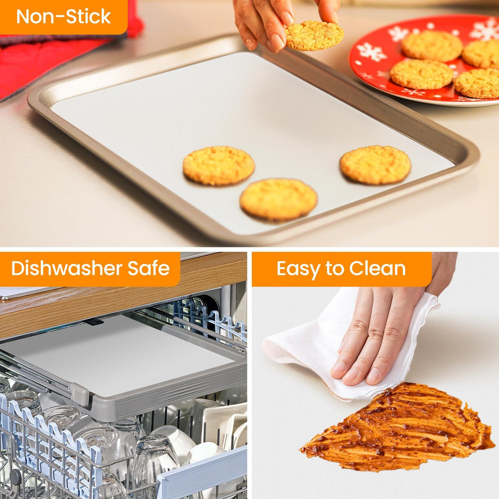 Cut to Size Silicone Baking Mat Roll - Best German Silicone - Non Stick Pastry Dough Rolling Mat, Heat Ressiatnt Air Fryer Freeze Dryer Mat, Non-slip Silicone Pan Liner