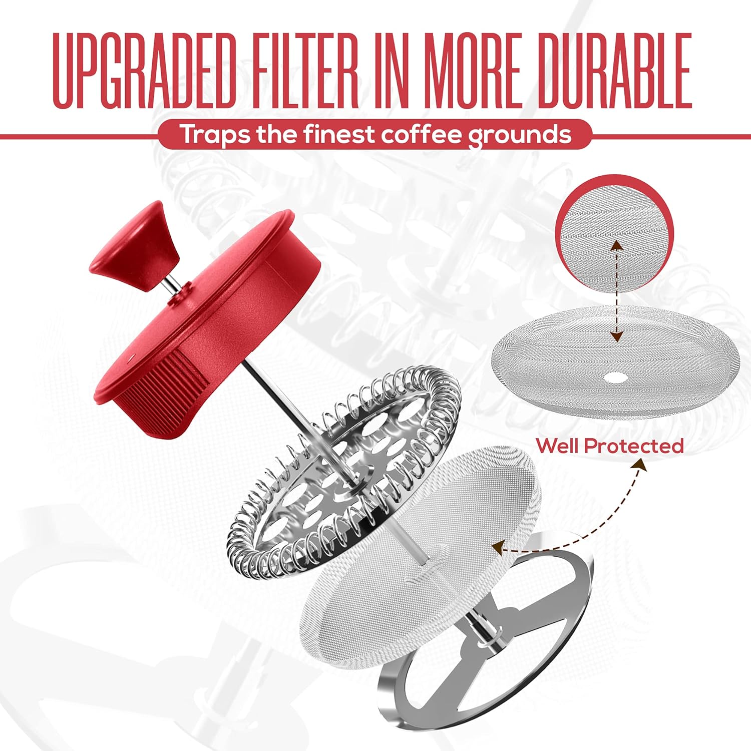 Utopia Kitchen 12 Ounce 0.35 Liter French Press Coffee Maker, Tea Maker, Travel Coffee Presses, Heat Resistant Thickened Borosilicate Coffee Pot for Camping Travel Gifts, Red Pack of 1