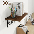 RICHFOCUS Floating Shelves for Wall Decor, 8 Inch Deep Shelves Set of 2, 16W x 8D Floating Shelves Wall Mounted with Metal Brackets, Rustic Wood Shelves for Living Room Bedroom Kitchen, Walnut