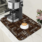 Vintage Coffee Cup Coffee Mat Absorbent Dish Drying Mat for Kitchen Counter Hide Stain Rubber Backed Drying Rack Pad Fit Under Espresso Machine Cafe Table Decoration, 11.8 x 19.7 Inch