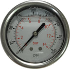 PneumaticPlus LFSB25-200 Liquid Filled Pressure Gauge WOG- 1/4" NPT Back Mount - 2-1/2" Dial - 0 to 200 PSI