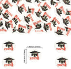 Gyufise 48Pcs Edible 2025 Graduation Cap Cupcake Toppers Wafer Paper Class of 2025 Grad Cap Cupcake Picks for 2025 Graduation Theme Party Cake Decorations Supplies Red