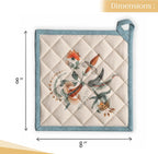 Maison d' Hermine Pot Holders Set 100% Cotton Heat Resistant Potholders 8" x 8" Hot Pads with Loop BBQ, Cooking, Baking, Grilling, Kitchen, Handling Hot Pans (Pack of 2, Dalida)