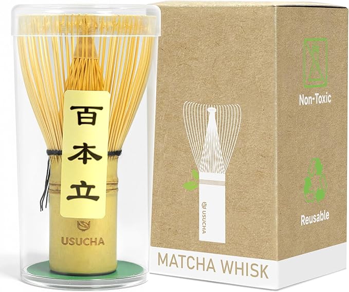 Bamboo Matcha Whisk, Handcrafted Organic Traditional Japanese Chasen, Matcha Stirrer Green Tea Preparation Mixing Tool Accessory (100 Prongs)
