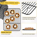 Small Baking Cooling Rack Set of 2, E-far Non-stick Toaster Oven Rack for Cooking Roasting Grilling Broiling Meat Bacon, 9.7” x 7.3” Metal Bakeable Wire Racks for Cookie Cake - Easy to Clean