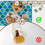 Dish Drying Mat Blue Moroccan Tile Coffee Bar Mat for Countertop Absorbent Hide Stain Rubber Backed Dish Drainer Rack Pad Espresso Machine Table Accessories Dining Room Decor 11.8 x 19.7 Inch