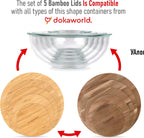 Glass Mixing Bowls Bamboo Lids - Lids are compatible with all Glass Mixing Bowls Set