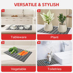 Stone Drying Mat For Kitchen Counter 24"x16" Foldable Super Absorbent Non-Slip Diatomaceous Earth Quick Dry Mat Matches Any Countertop