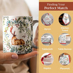 Maison d' Hermine Coffee Mug with Handles Fine Bone China Mugs Pack of Two Tea Cups for Hot Beverages Cappuccino Latte Home Restaurant Office Perfect for Gift (Holly Time, 12 Ounce)