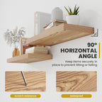 24 Inch Floating Shelves, 9.3" Deep Floating Shelf Wall Mounted, 24" Wall Shelves, Rustic Deep Bookshelf, Large Display Shelves & Storage Shelves for Bedroom, Living Room, Light Brown, Set of 2