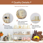 Coffee Mug Holder Wooden Cup Station Organizer 3 Tier Cup Holder for Coffee Bar Mug Display Rack for Countertop Mug Holder Shelf for Home Kitchen Trapezium-Pinewood