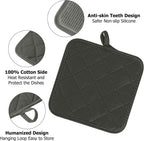 Oven Mitts and Pot Holders Set, Pack of 4, Heat Resistant Silicone Kitchen Mini Oven Mittens for 500 Degrees, Mini Oven Gloves and Hot Pads for Baking Grilling Barbecue Microwave Machine Washable