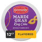 Community Coffee Mardi Gras King Cake Flavored 12 Count Coffee Pods, Medium Roast, Compatible with Keurig 2.0 K-Cup Brewers, 12 Count (Pack of1)