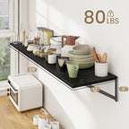 Dreamland Floating Shelves for Wall, 12 Inch Deep Floating Shelves Set of 2, 55W x 12D Large Wall Shelf with Sturdy Metal Brackets for Living Room, Bathroom, Bedroom and Kitchen, Black