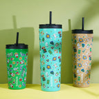 BJPKPK 22oz Tumbler With lid And Straw Stainless Steel Travel Coffee Mug Insulated Tumblers Cups,Spring Party Brown