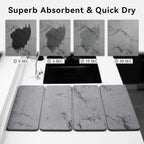 Large Stone Dish Drying Mat, Foldable Stone Drying Mat, 24" x 16" Diatomaceous Earth Drying Mat for Kitchen Counter, Super Absorbent Fast Dry Mat, Drying Board Diatomaceous for Kitchen, Marble Gray