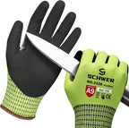 Schwer ProGuard Highest Level Cut Resistant Work Gloves PR3326 for Extreme Protection，ANSI A9 Cut Gloves with Reinforced Thumb, Non Slip, Breathable, Durable, Touch-screen, Non PFAS, Yellow1 Pair（S）