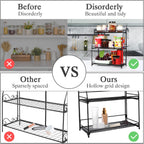 Uten Standing Spice Rack 3 Tier Metal Foldable and Durable Kitchen Rack for Countertop Kitchen Bathroom, Shelf Organizer, Standing Stainless Steel Tiered Shelf