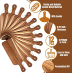 Patelai 12 Packs Wooden Cutting Board Set with Handles Large Kitchen Serving Plain Chopping Board Bulk Gifts for Mom for Vegetables Meat Pizza Cheese Fruit Bread(Acacia Wood,16 x 5 Inch)