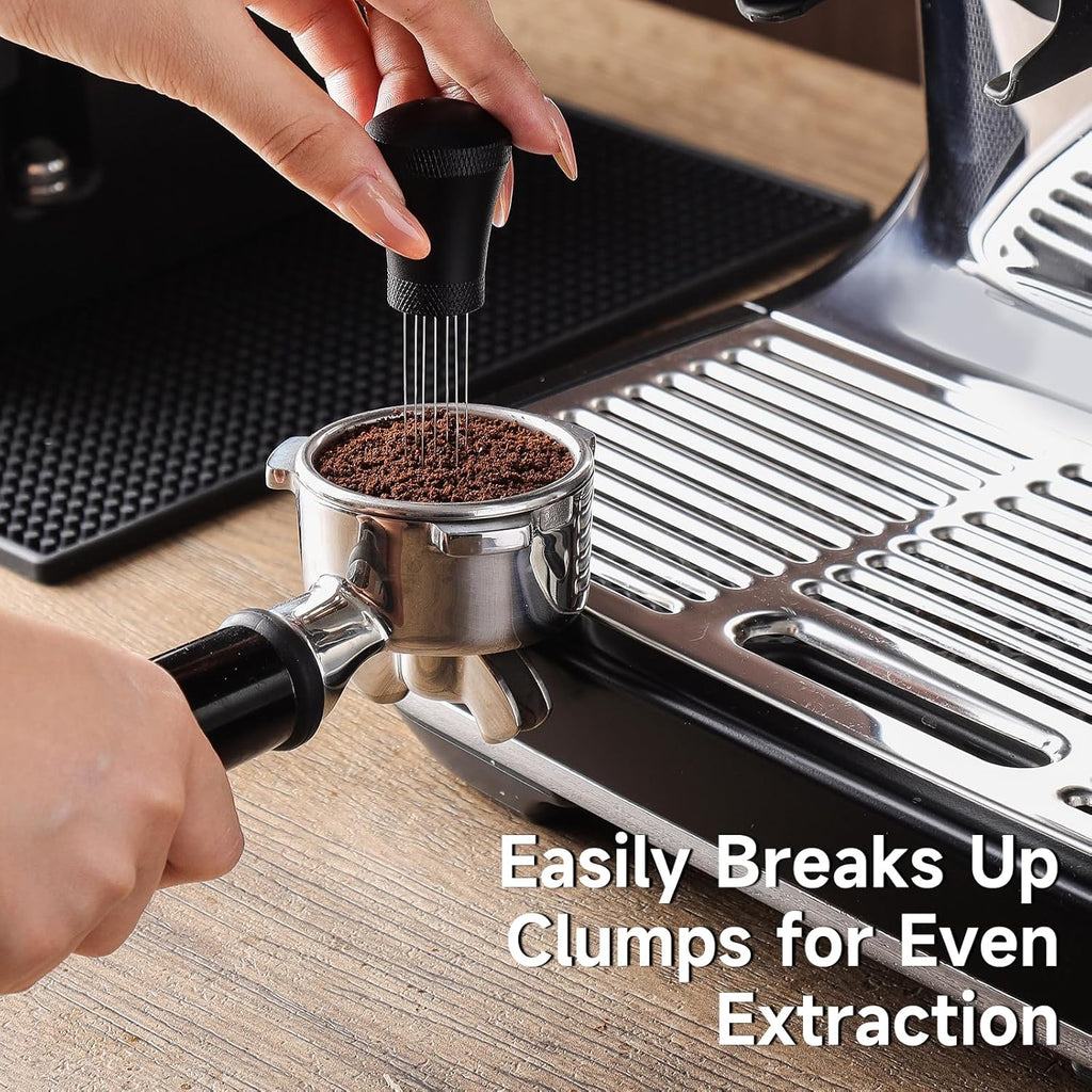KitchenTour Espresso Accessories Kit 53.5mm, WDT Tool, Dosing Funnel and Puck Screen Set, 304 Stainless Steel Needle Coffee Distribution Stirrer, Portafilter Dosing Ring for Barista 53.5mm