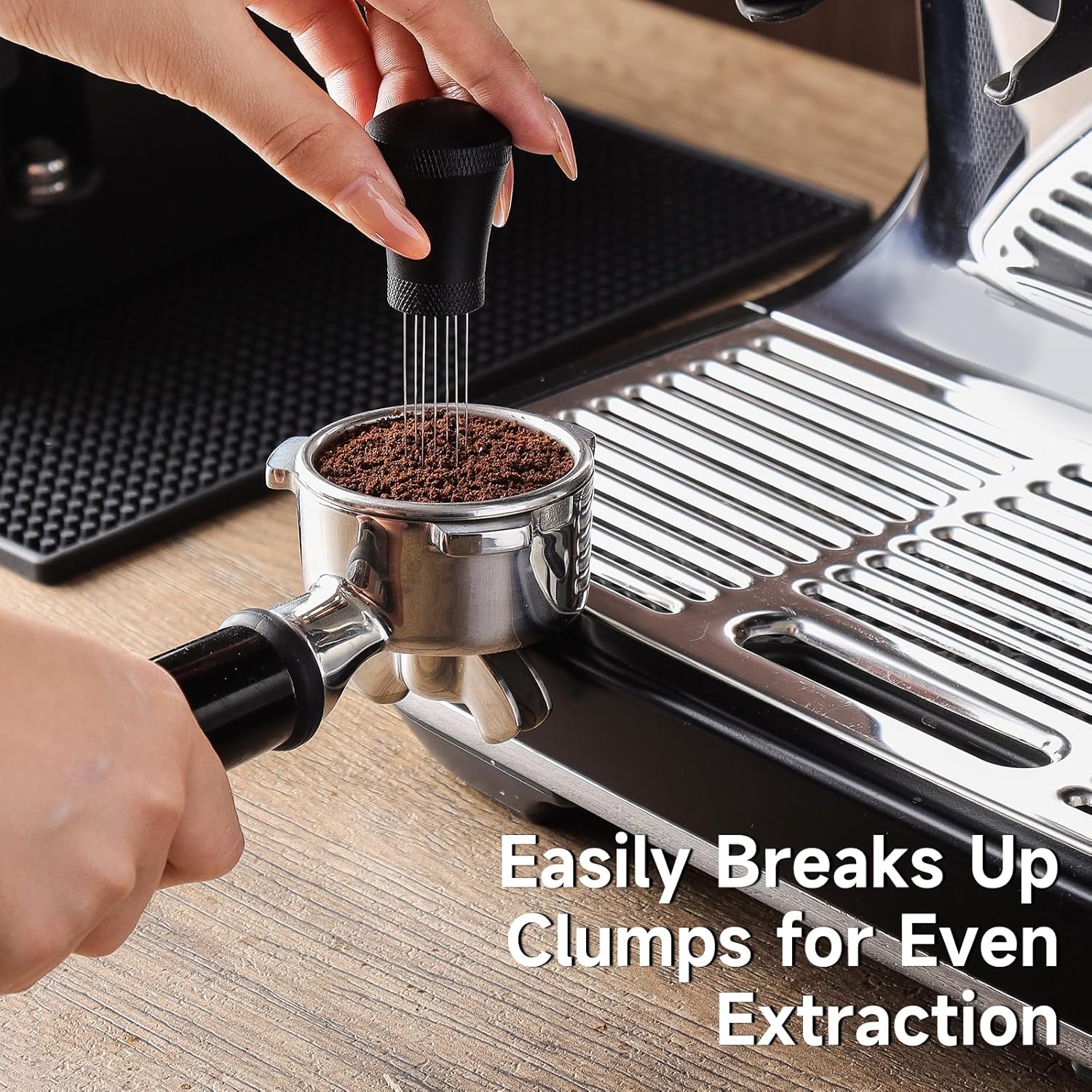 KitchenTour Espresso Accessories Kit 58mm, WDT Tool, Dosing Funnel and Puck Screen Set, 304 Stainless Steel Needle Coffee Distribution Stirrer, Portafilter Dosing Ring for Barista 58mm