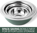 COOK WITH COLOR Stainless Steel Mixing Bowls Set - Nesting Bowls, 6 Pieces, Green