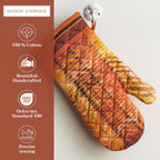 Maison d' Hermine Oven Gloves 100% Cotton Oven Mitt 7" x 13" with Loop Heat Resistant, BBQ, Cooking Gloves, Baking, Grilling, Kitchen, Handling Hot Pans (Pack of 1, Thanksgiving Tartan)