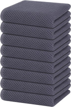 Homaxy 100% Cotton Waffle Weave Kitchen Dish Towels, Ultra Soft Absorbent Quick Drying Cleaning Towel, 13 x 28 Inches, 8-Pack, Dark Grey
