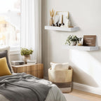 17x8x1.6 inch Floating Shelves Set of 2 – Solid Wood Rustic White Wall Mounted Shelf for Kitchen, Bathroom, Living Room