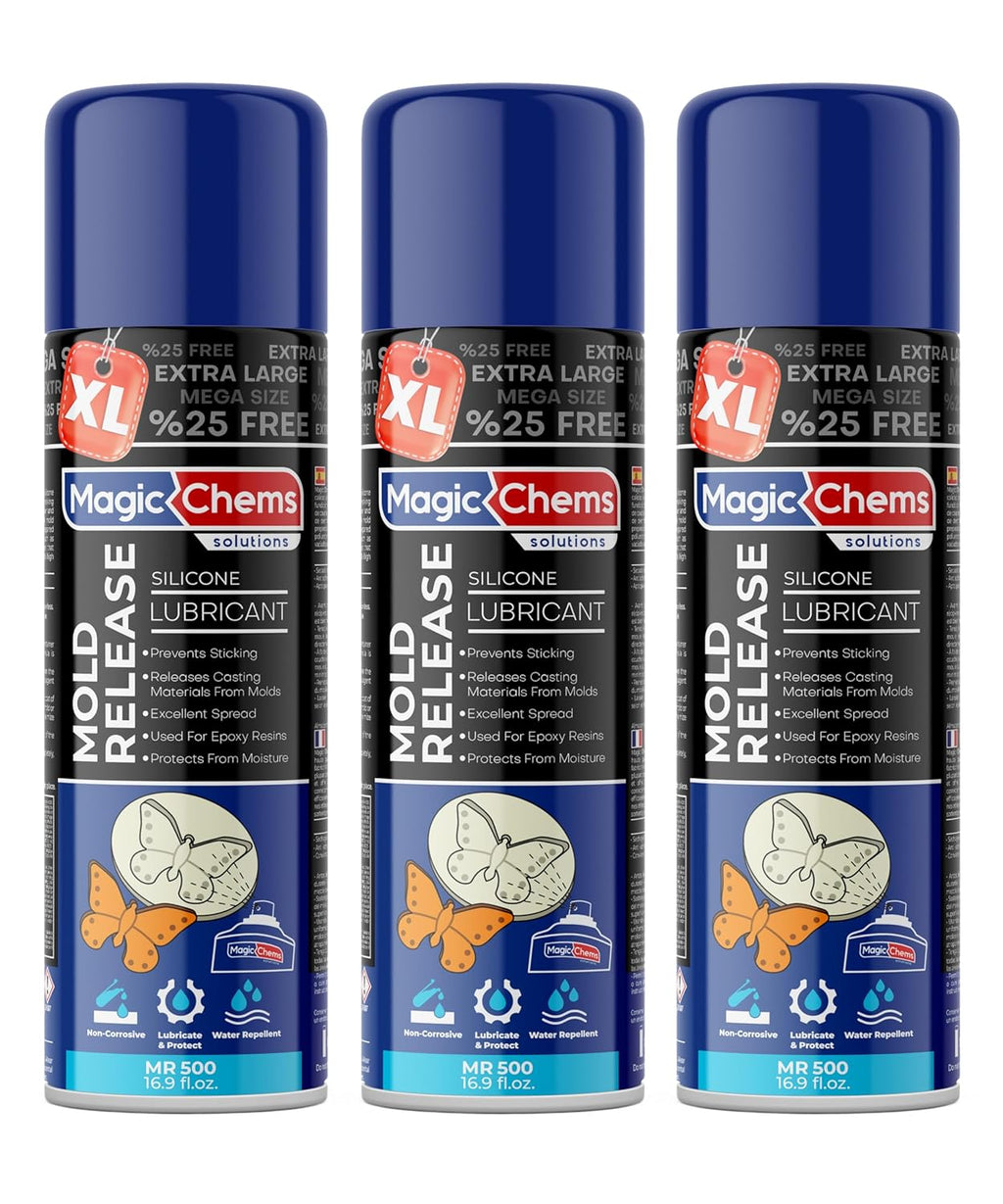 Mold Release, Silicone Mold Release Spray (3x16.9 fl oz/500ml) Mold Release for Epoxy Resin and Candle Mold Release Spray (3 Pack Mega Size)
