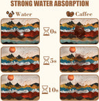 Abstract Golden Mountains Coffee Mat Absorbent Dish Drying Mat for Kitchen Counter Hide Stain Rubber Backed Coffee Bar Accessories Fit Under Espresso Machine Dish Drainer, 11.8 x 19.7 Inch