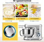 VIVOHOME Stand Mixer, 660W 10 Speed 6 Quart Tilt-Head Kitchen Electric Food Mixer with Beater, Dough Hook, Wire Whip and Egg Separator, Silver