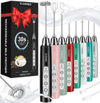 YUSWKO Milk Frother Handheld for Coffee, Rechargeable Drink Mixer with 3 Heads 3 Speeds Electric Coffee Frother Whisk, Gift for Many Occasions and Festival