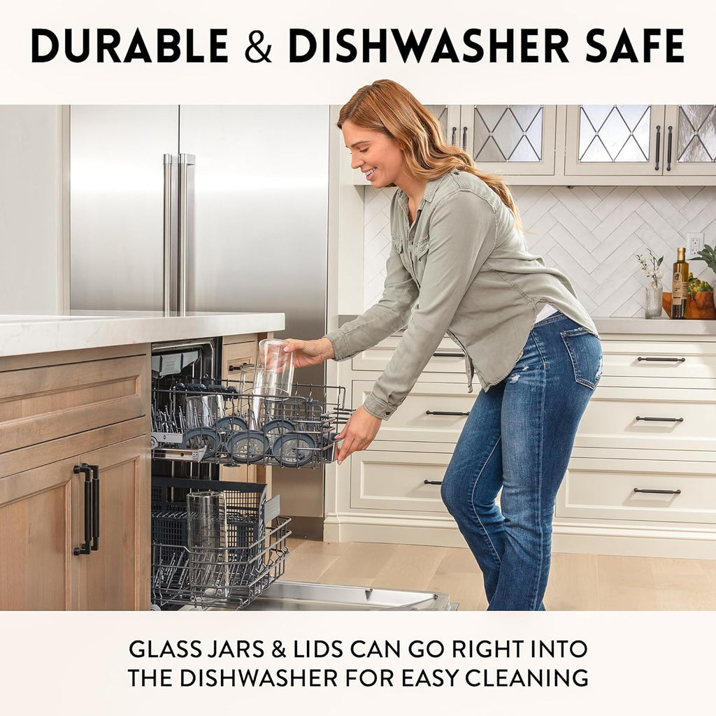 Glass Airtight Canisters with Silicone Lids – BPA-Free Borosilicate Containers for Food Prep, Storage, Wet or Dry Foods, Pasta, Rice, Flour, Tea, Herbs, Snacks – Set of 6 (17.5 oz)