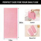 Homaxy 100% Cotton Terry Kitchen Towels(Pink, 13 x 28 inches), Checkered Designed, Soft and Super Absorbent Dish Towels, 6 Pack