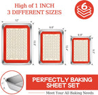Baking Sheet with Silicone Baking Mat Set,CEKEE Stainless Steel Baking Sheet Pan Tray, Cookie Sheets for Baking, 6PCS Baking Supplies Bakeware Sets for Oven Making Cookies, Macaroons, Bread