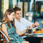 Hasense Porcelain Cappuccino Cups and Saucers Set of 6-6 Ounce Demitasse Espresso Mugs with Handle Perfect for Latte, Cafe Mocha, Double Shot and Tea, Black