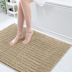Arotive Luxury Chenille Bathroom Rug Mat, Extra Soft Thick Absorbent Shaggy Bath Rugs, Non-Slip Machine Wash Dry, Plush Bath Mats for Bathroom, Shower and Tub, 40x32, Beige