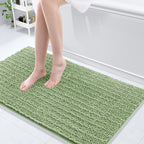 Arotive Luxury Chenille Bathroom Rug Mat, Extra Soft Thick Absorbent Shaggy Bath Rugs, Non-Slip Machine Wash Dry, Plush Bath Mats for Bathroom, Shower and Tub, 47x24, Sage Green
