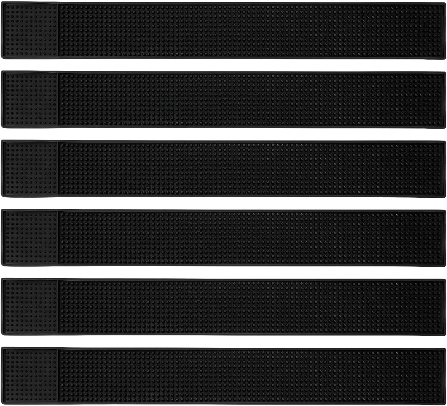 Tioncy 6 Pcs Bar Mat for Countertop 24 x 3 Inch Non Slip Rubber Mat Service Spill Cocktail Bartending Restaurants Barbershop Clippers Salon Tools, Black