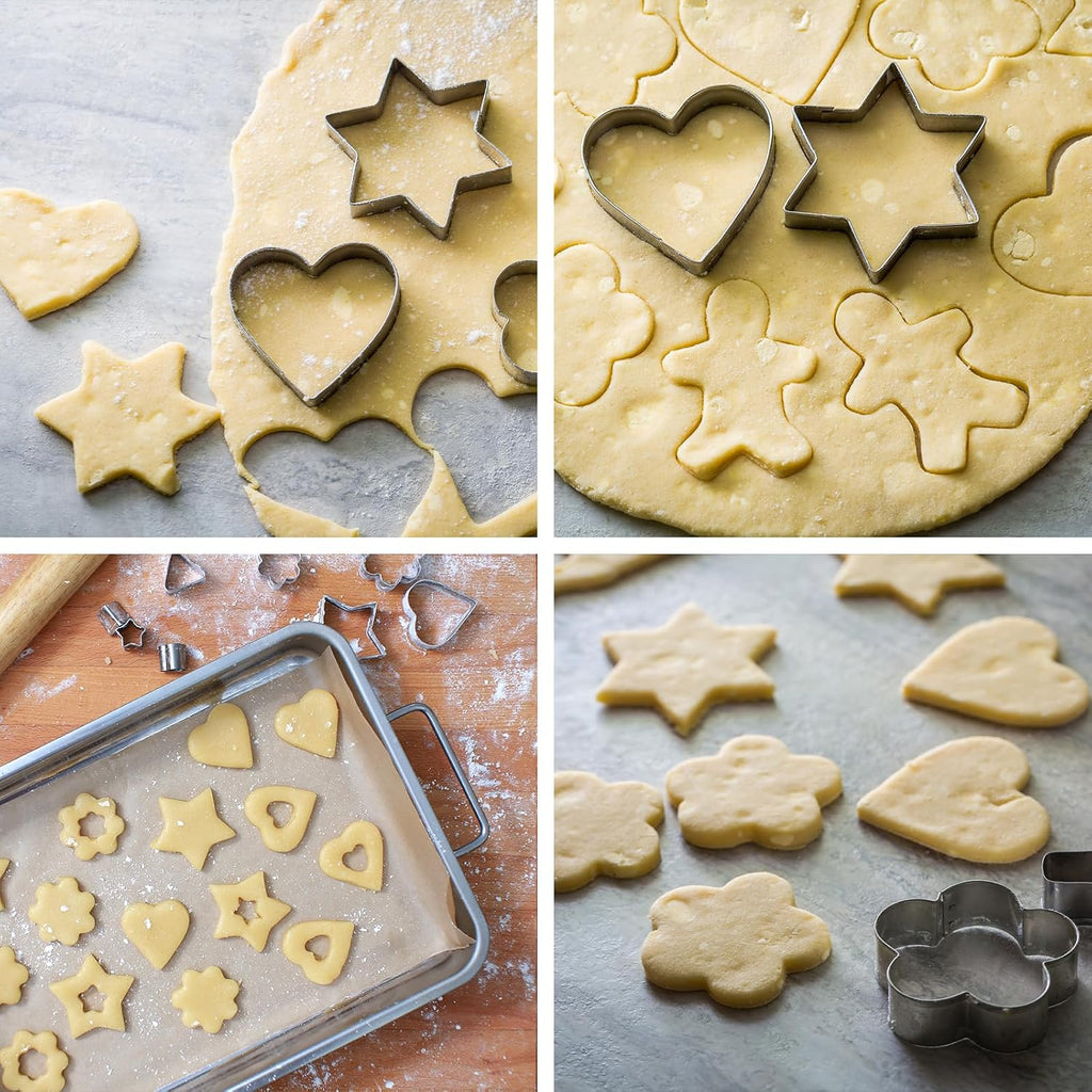 Metal Cookie Cutters Set 24 Pieces, Cookie Cutter -Heart, Star, Round, Flower, Animals for Valentine'S Day Christmas Holiday